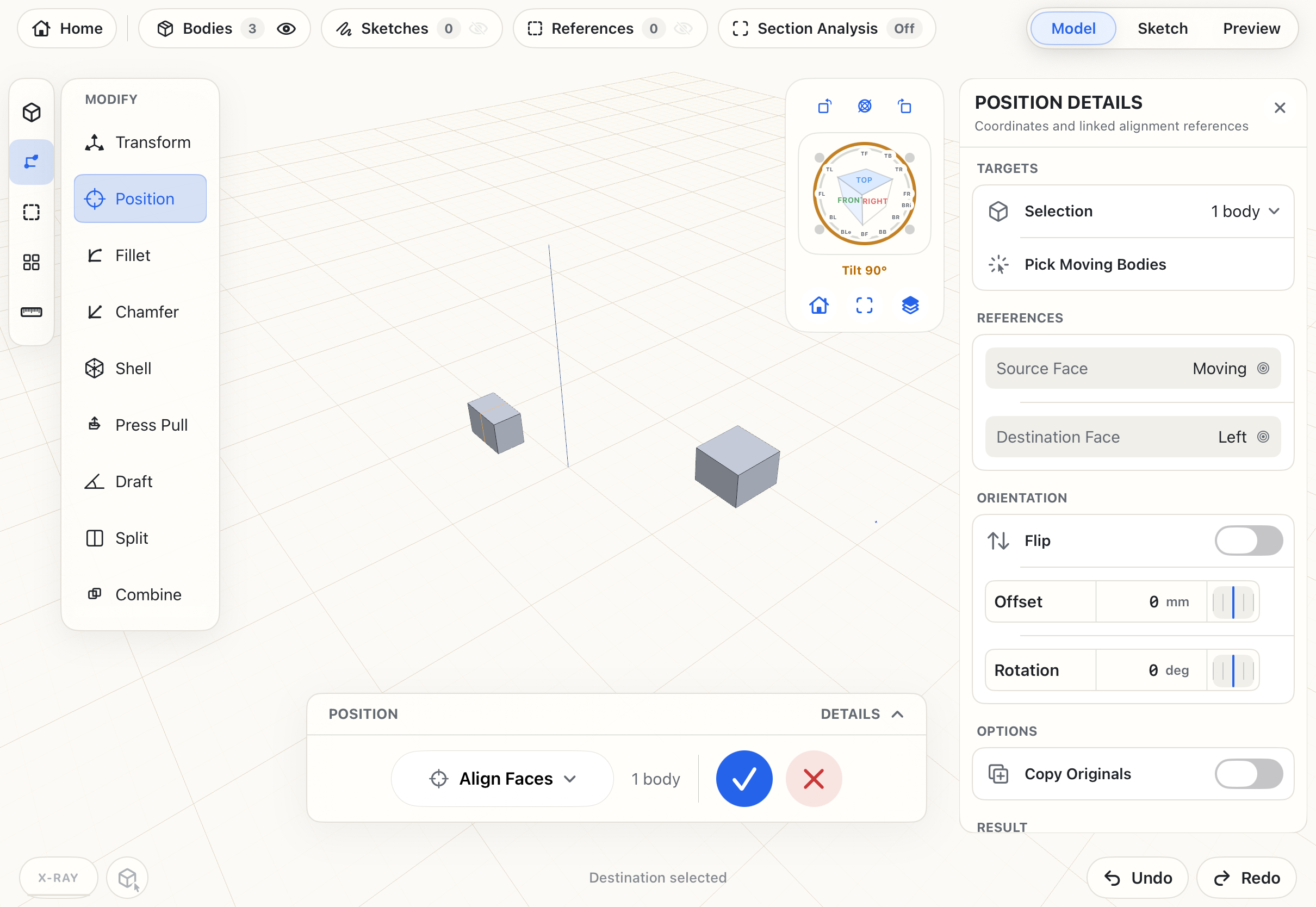 Align Faces shows the chosen face references and Flip, Offset, and Rotation.